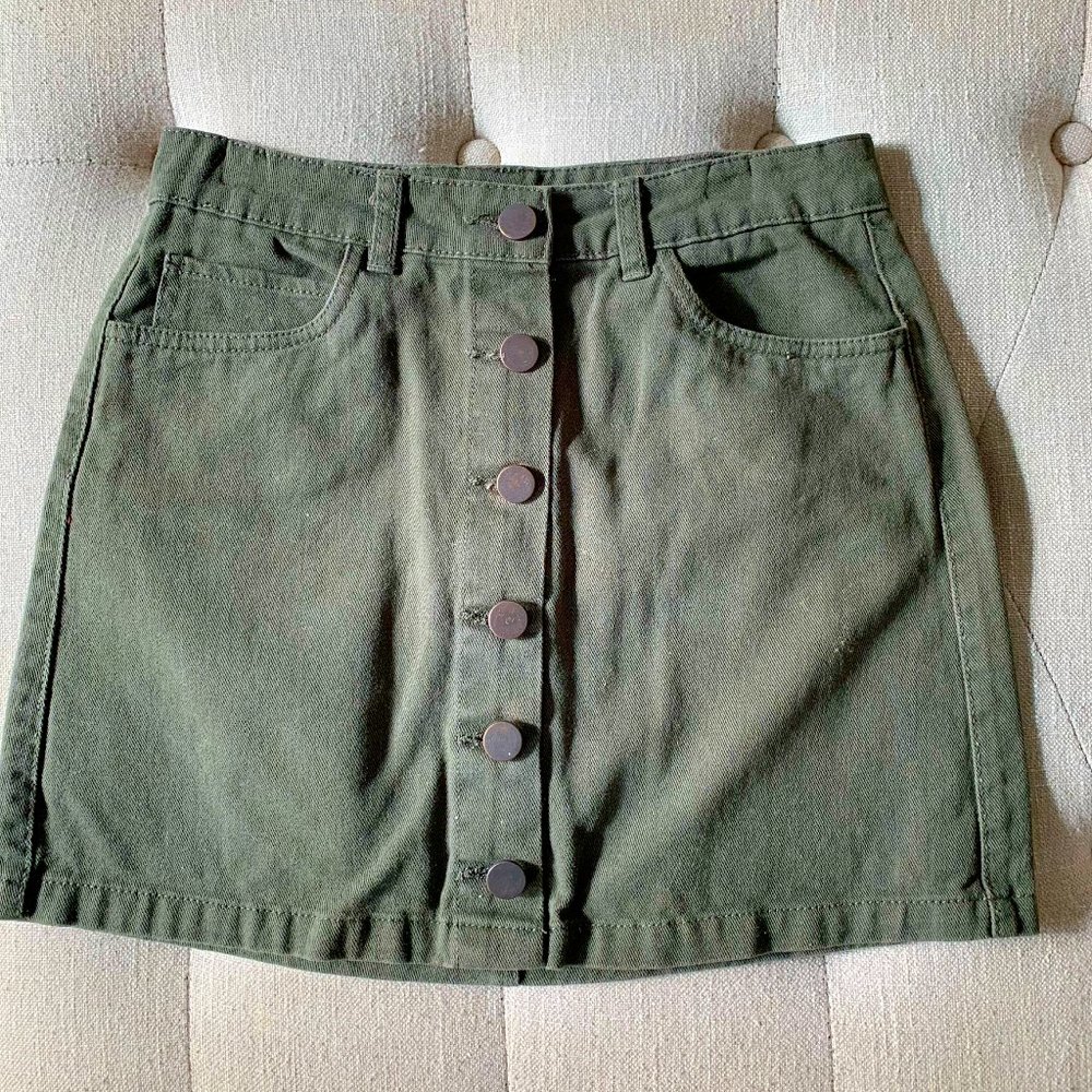 Green Jean Skirt